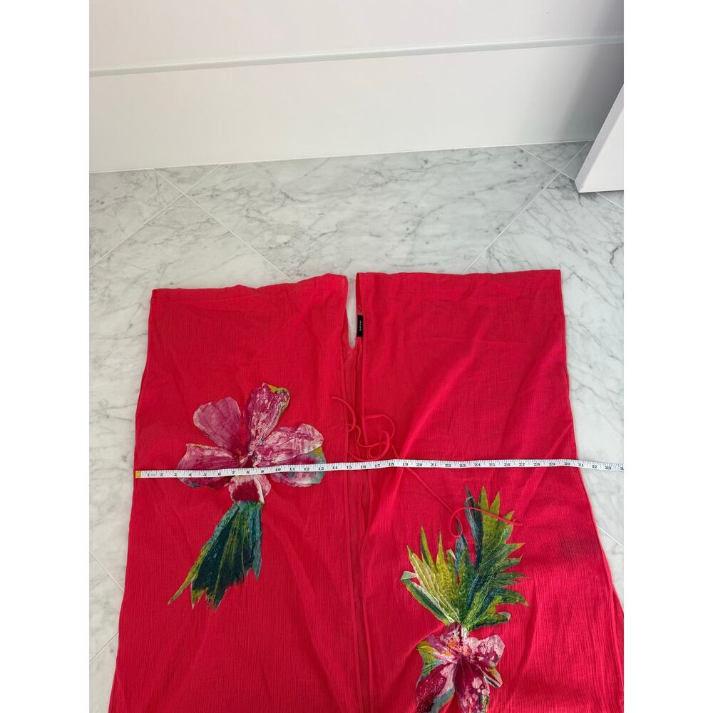 Natori Hibiscus Pink Cotton Gauze Floral Applique Cover Up XS/S - Picture 7 of 8